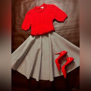 Nanette Lepore Embelished Neck-line Red Cable Knit Sweater. Size L